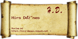 Hirs Dénes névjegykártya